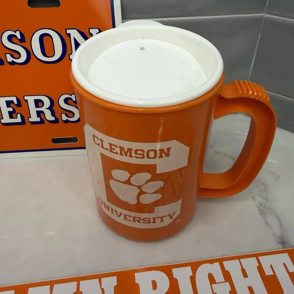 Vintage Clemson Tigers Fan Lot License Plate Bumper Sticker Travel Mug Sippy Cup